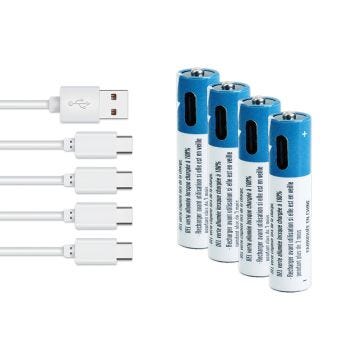 AAA Li-ion Rechargeable Battery with 4 x USB-C Cable - 1.5V - 4-Pack