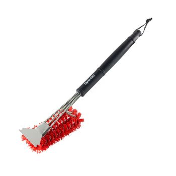 18-Inch BBQ Brush with Nylon Bristles and Stainless Steel Scraper