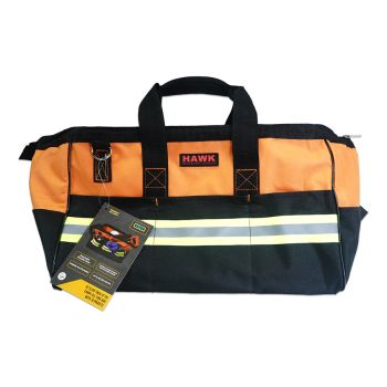Heavy-Duty Tool Bag - 16 x 8 x 10 in- 16 Pockets - Black/Orange
