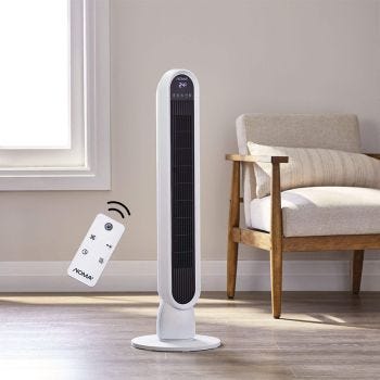 4-speed oscillating tower fan with remote control - 36" - White - Refurbished