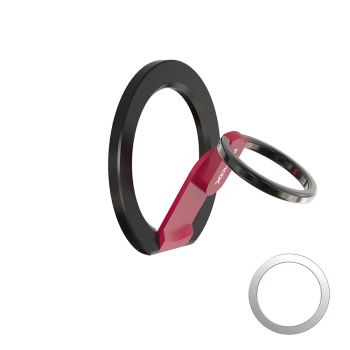 Anneau magnétique 2 en 1 avec support pour téléphone portable - Rouge