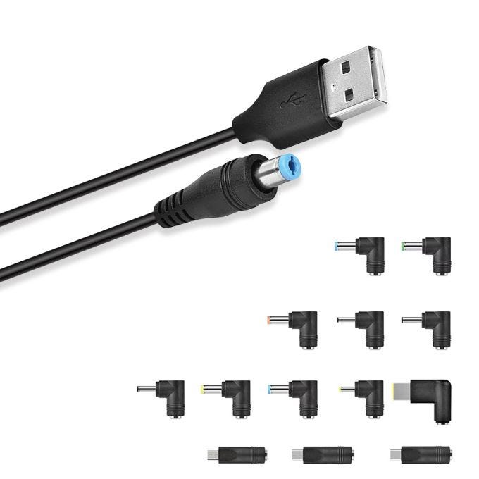 Câble USB d′alimentation universel pour appareils électroniques avec 13  embouts CC - 1.2 m