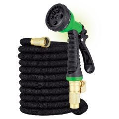 Boyau d′arrosage extensible avec pistolet d′arrosage à 8 jets - 15 m