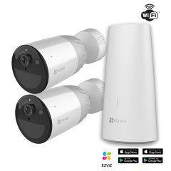 EZVIZ CS-HB3-B2 Ensemble de 2 caméras intelligentes Wi-Fi extérieures alimentées par batterie rechargeables - 3 MP