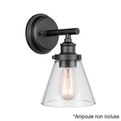 Luminaire mural extérieur GLOBE avec abat-jour en verre  - Noir