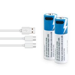 Pile rechargeable AA Li-ion avec câble 2 x USB-C - 1.5V - Paquet de 2
