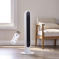 4-speed oscillating tower fan with remote control - 36" - White - Refurbished
